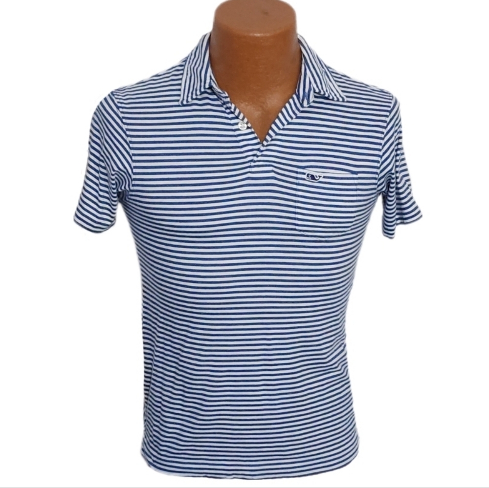 Vineyard Vines Shirt Boys 100% Pima Cotton  Stripe Blue Size M